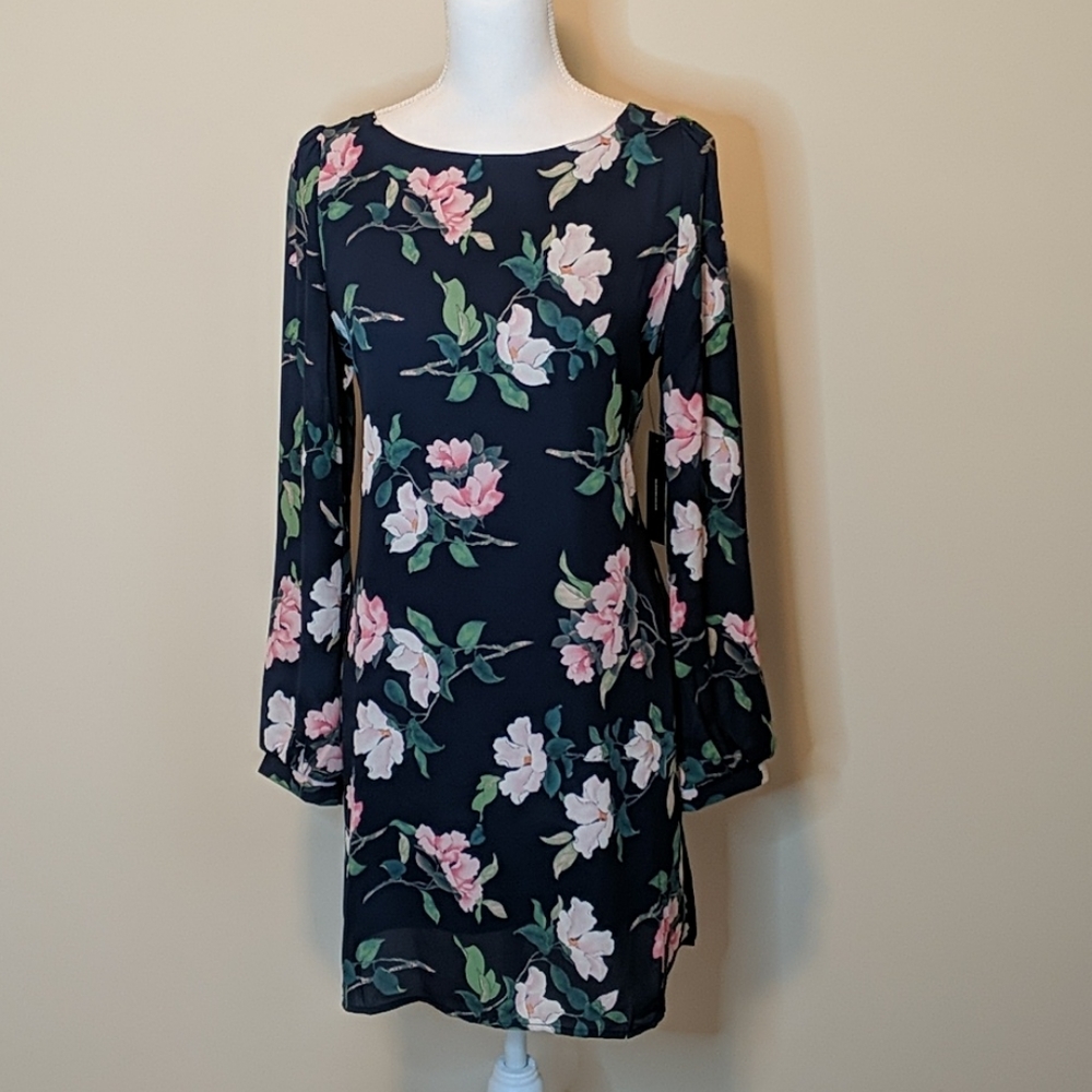 Lulu's Womens Floral Dress Navy Pink NWT SZ M